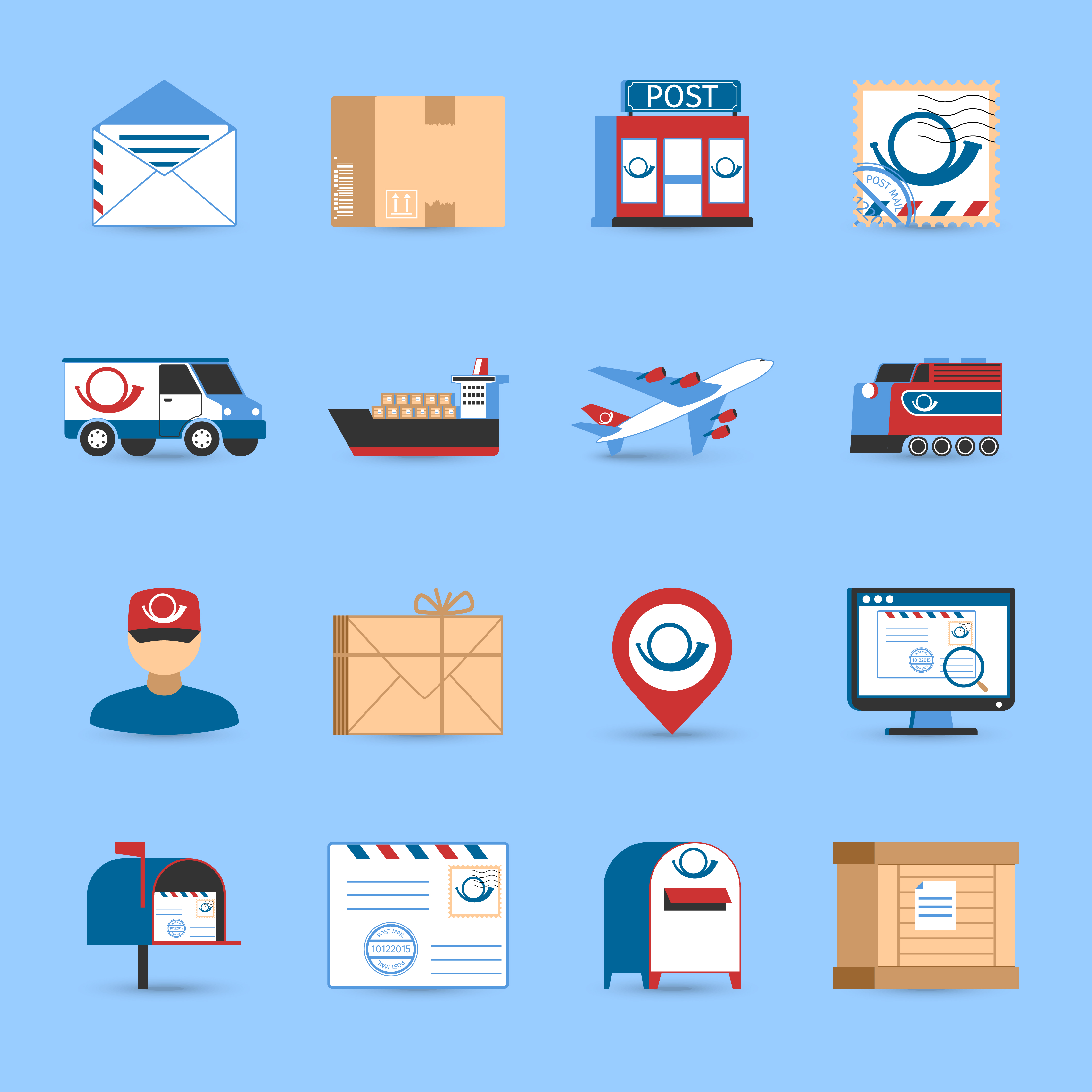 Post Icons Set 466155 Vector Art at Vecteezy