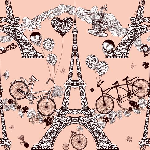 Paris Seamless Pattern vector