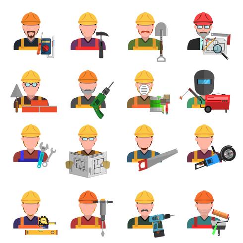 Worker Icons Set vector