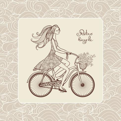 Chica en bicicleta vector