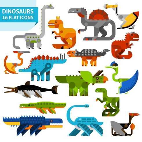 Conjunto de iconos de dinosaurio vector