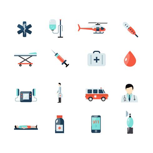 Emergency Paramedic Icons Set vector