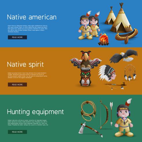  Native American Banners With National  Attributes vector