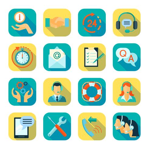 Flat Style Color Icons Set Of Technical Support vector