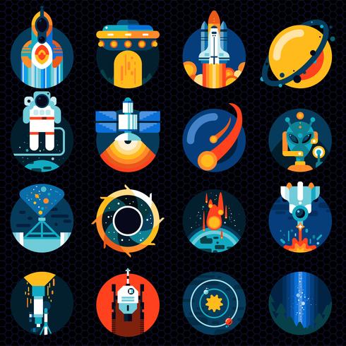 Space icons set vector