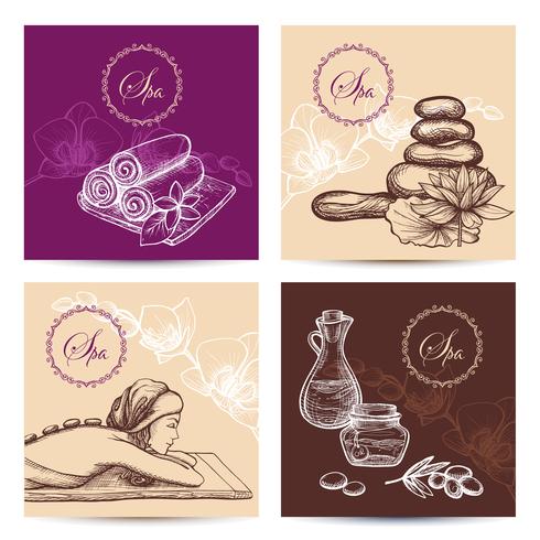Spa Cards Set vector