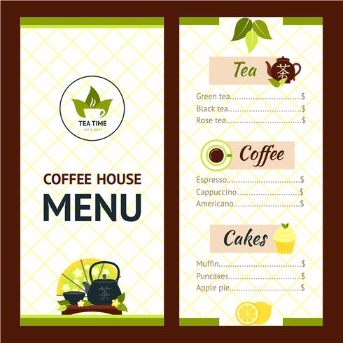 Tea Cafe Menu vector