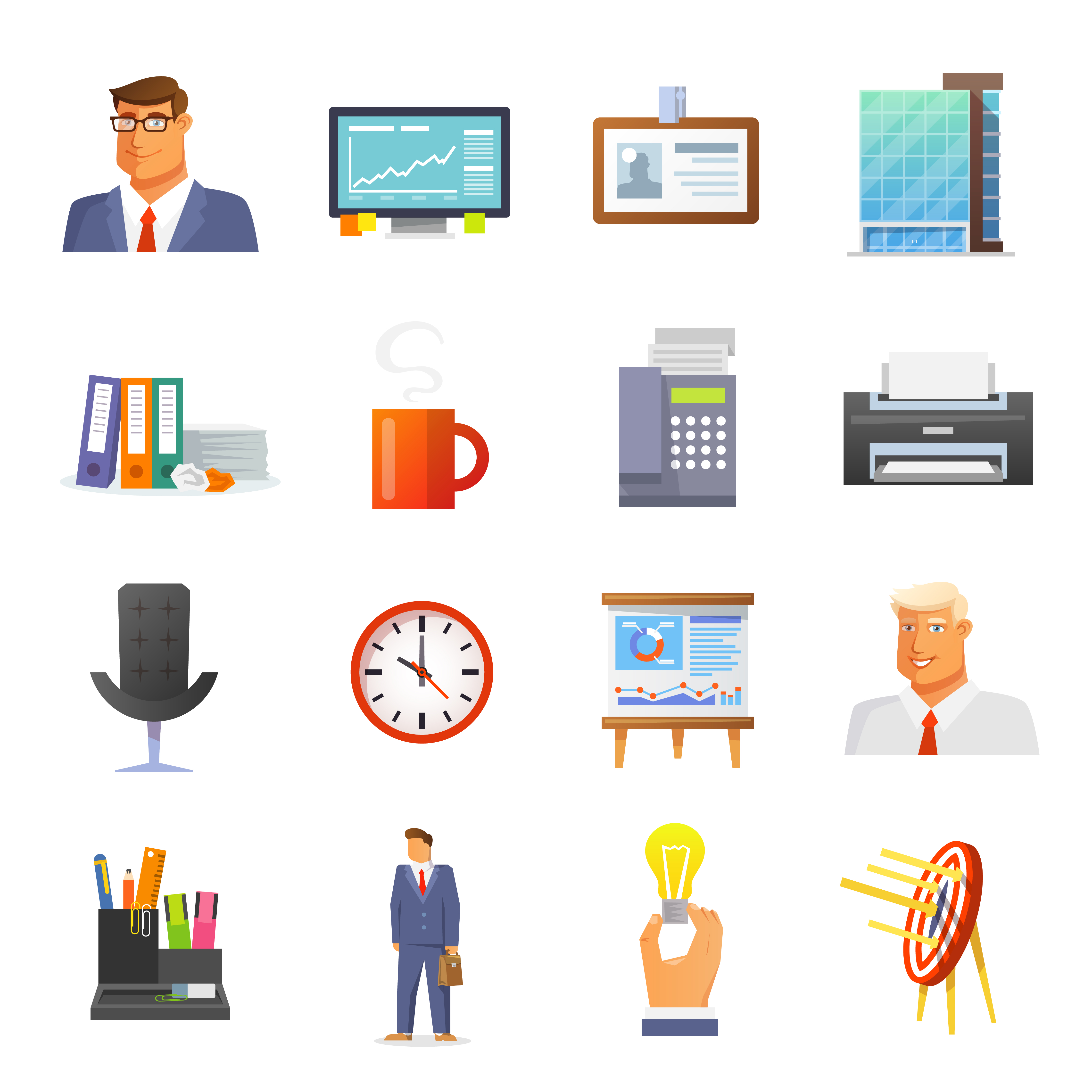 Conjunto de iconos de oficina plana 466261 Vector en Vecteezy