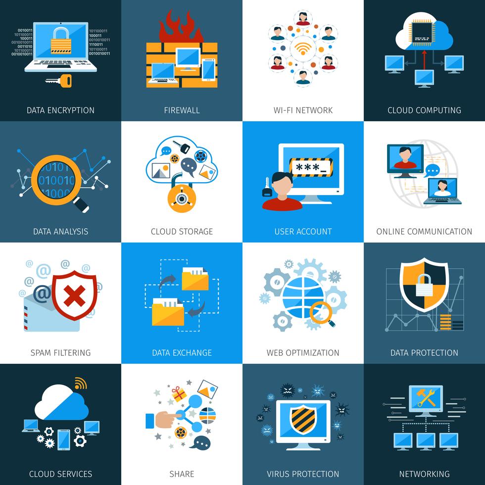 Network Security Icons Set 466262 Vector Art at Vecteezy