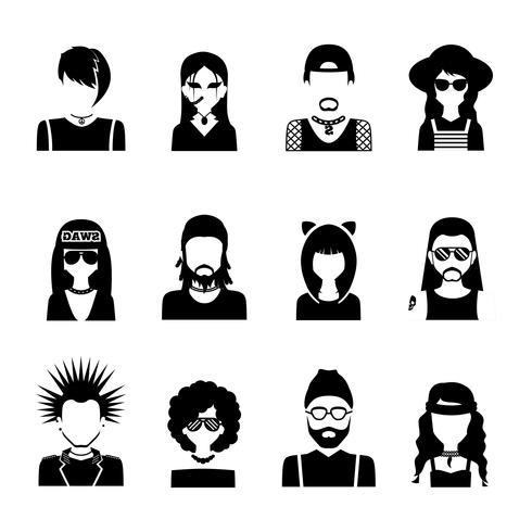 Subcultures People Black And White vector