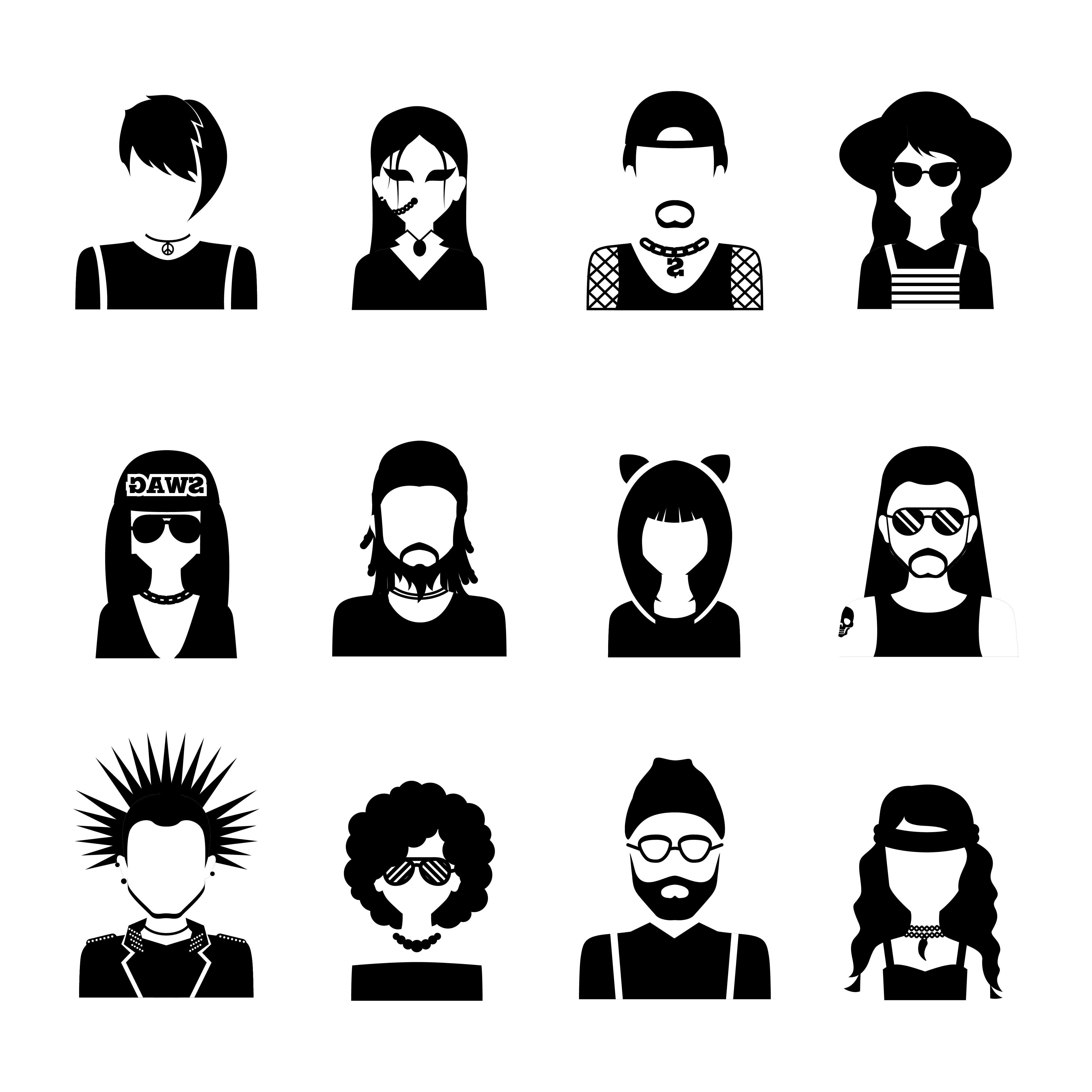 Subcultures People Black And White - Download Free Vectors 