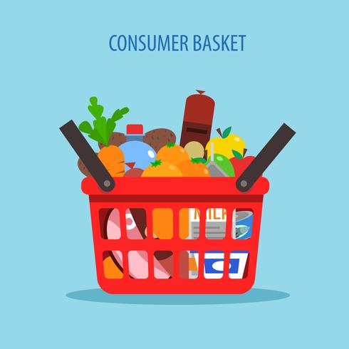 Shopping Basket Flat Concept vector