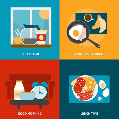 Breakfast and lunch icons set vector