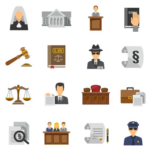 Law Icons Flat Set vector