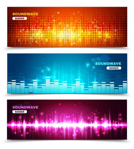 Ecualizador de ondas de sonido mostrar conjunto de banners vector