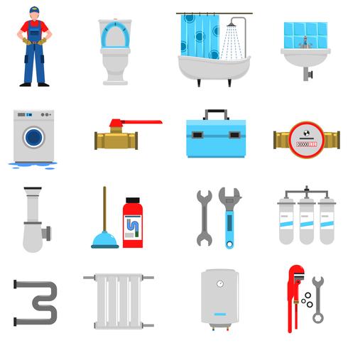 Plumbing Icons Set vector