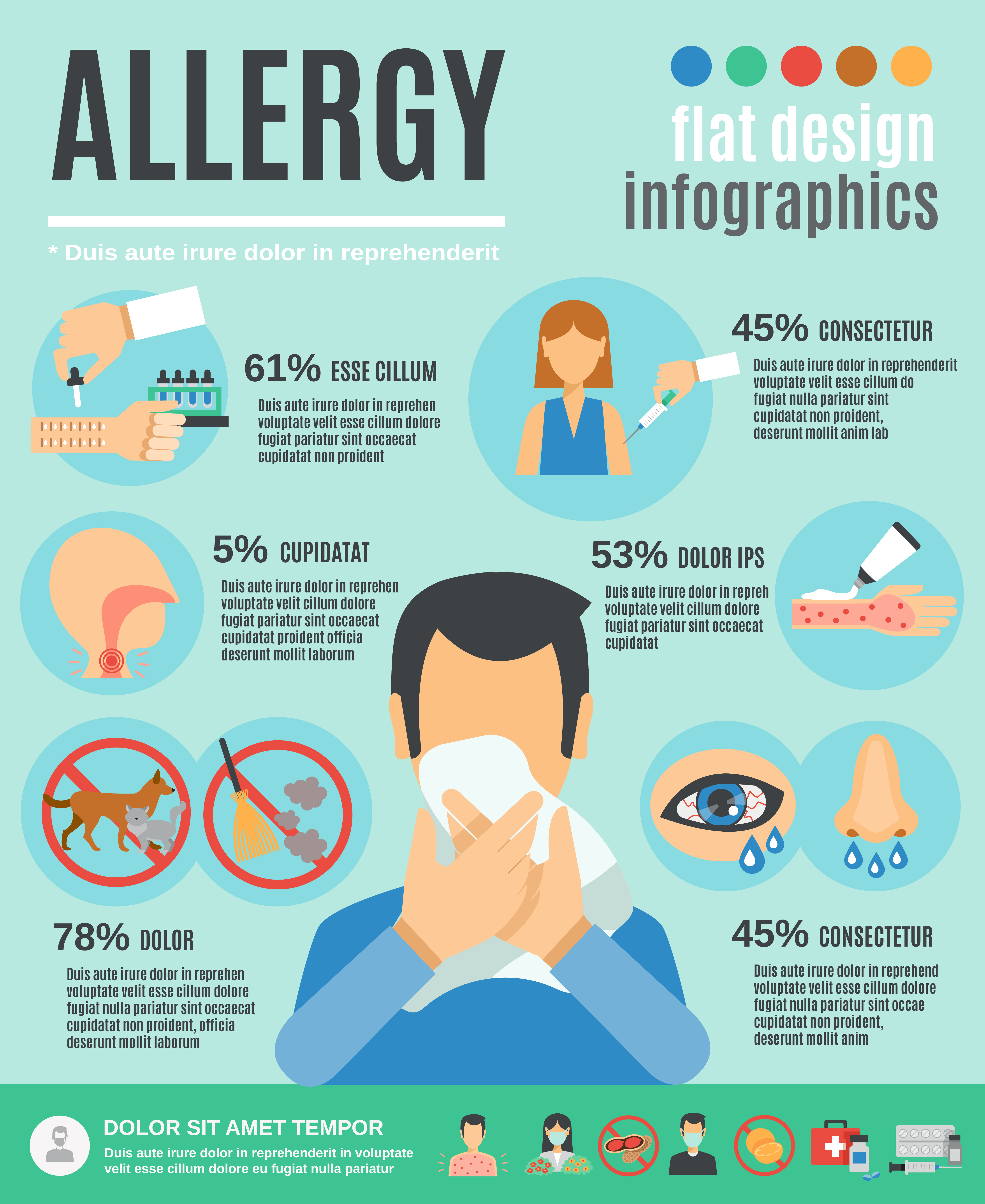 Allergy Infographics Set 466321 Vector Art at Vecteezy