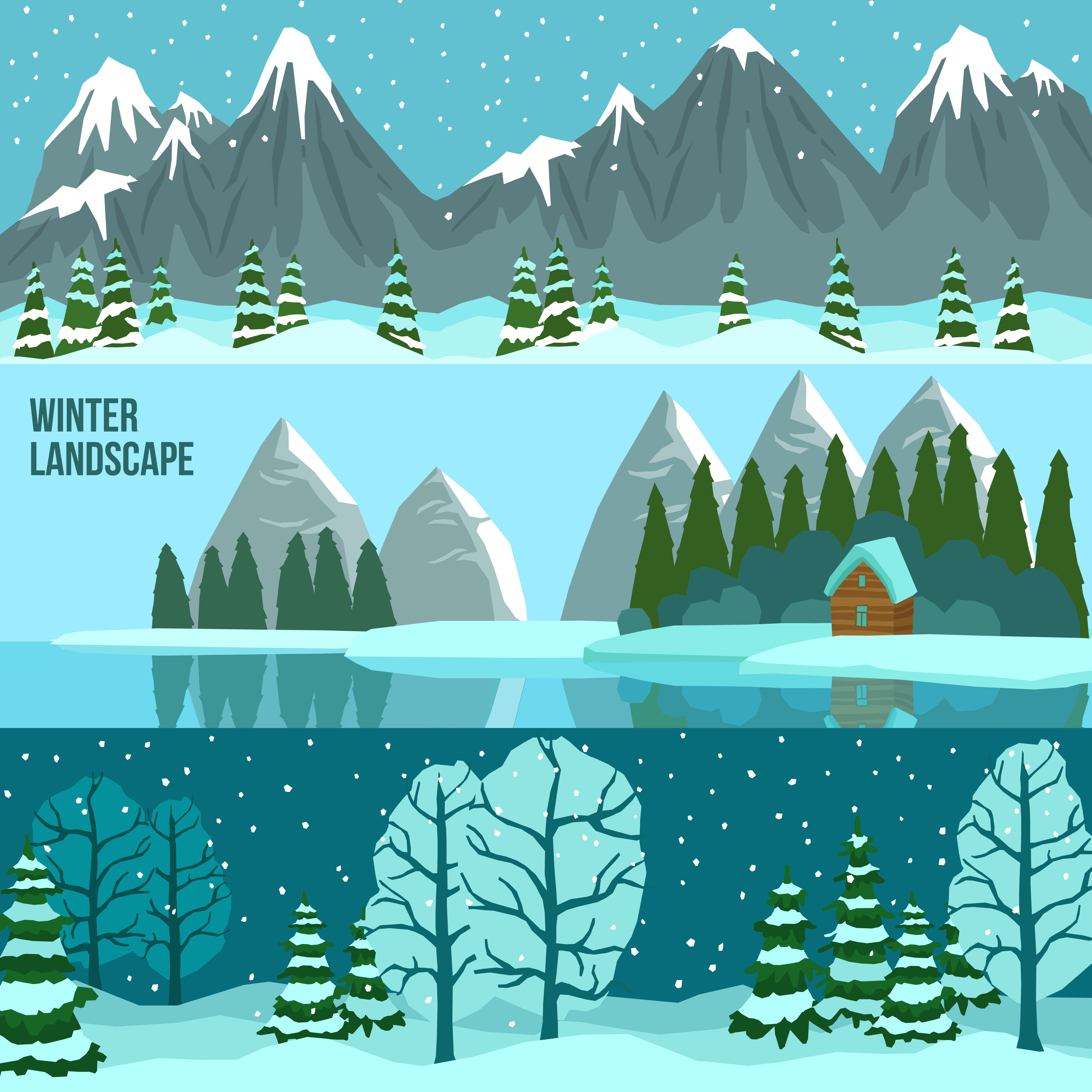 Download Winter Landscape Panorama Banners 466322 Vector Art at Vecteezy