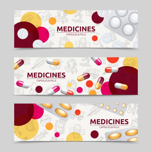 conjunto de banners de pastillas vector