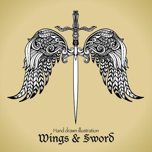 Wings And Sword vector