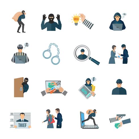 Theft Icons Set vector