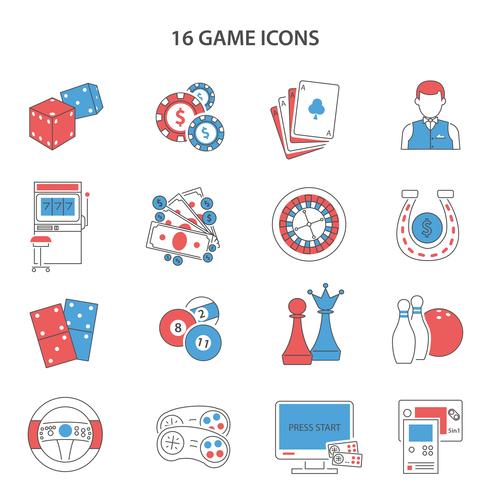 Juego de iconos de línea de juego vector