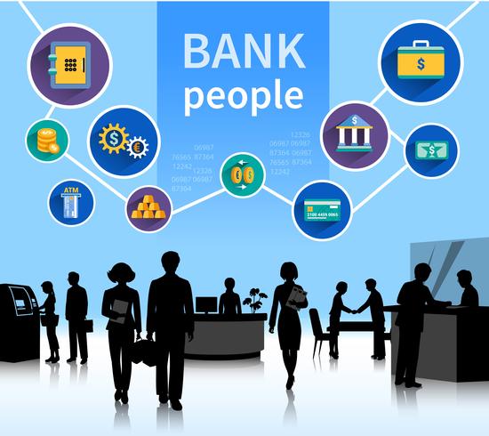 Financial world bank people concept banner vector