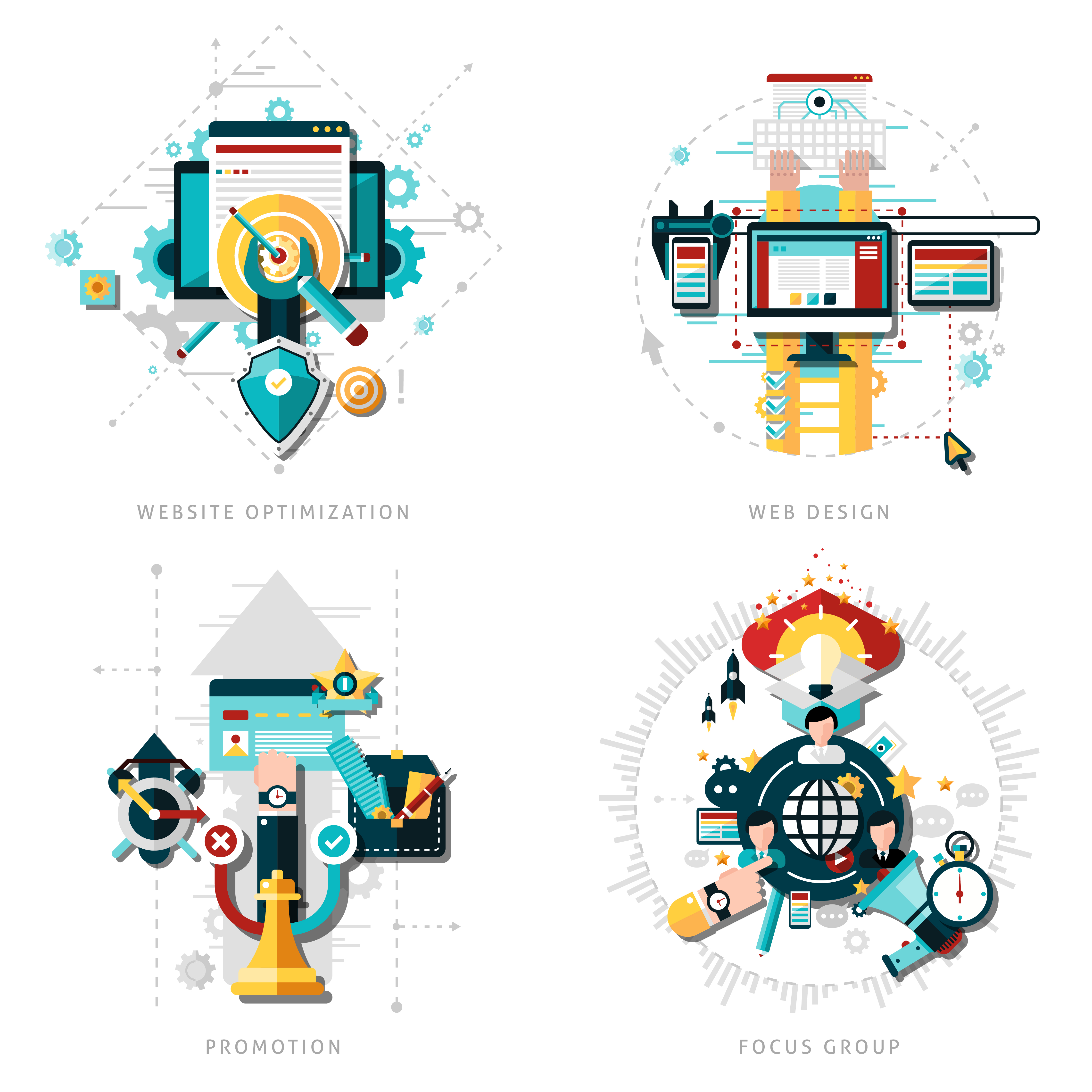 Seo Development Set 466415 Vector Art at Vecteezy