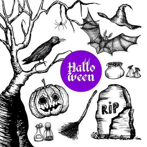 Halloween Hand Drawn Set vector