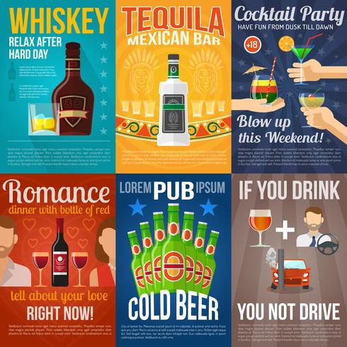 Alcohol Mini Poster Set vector