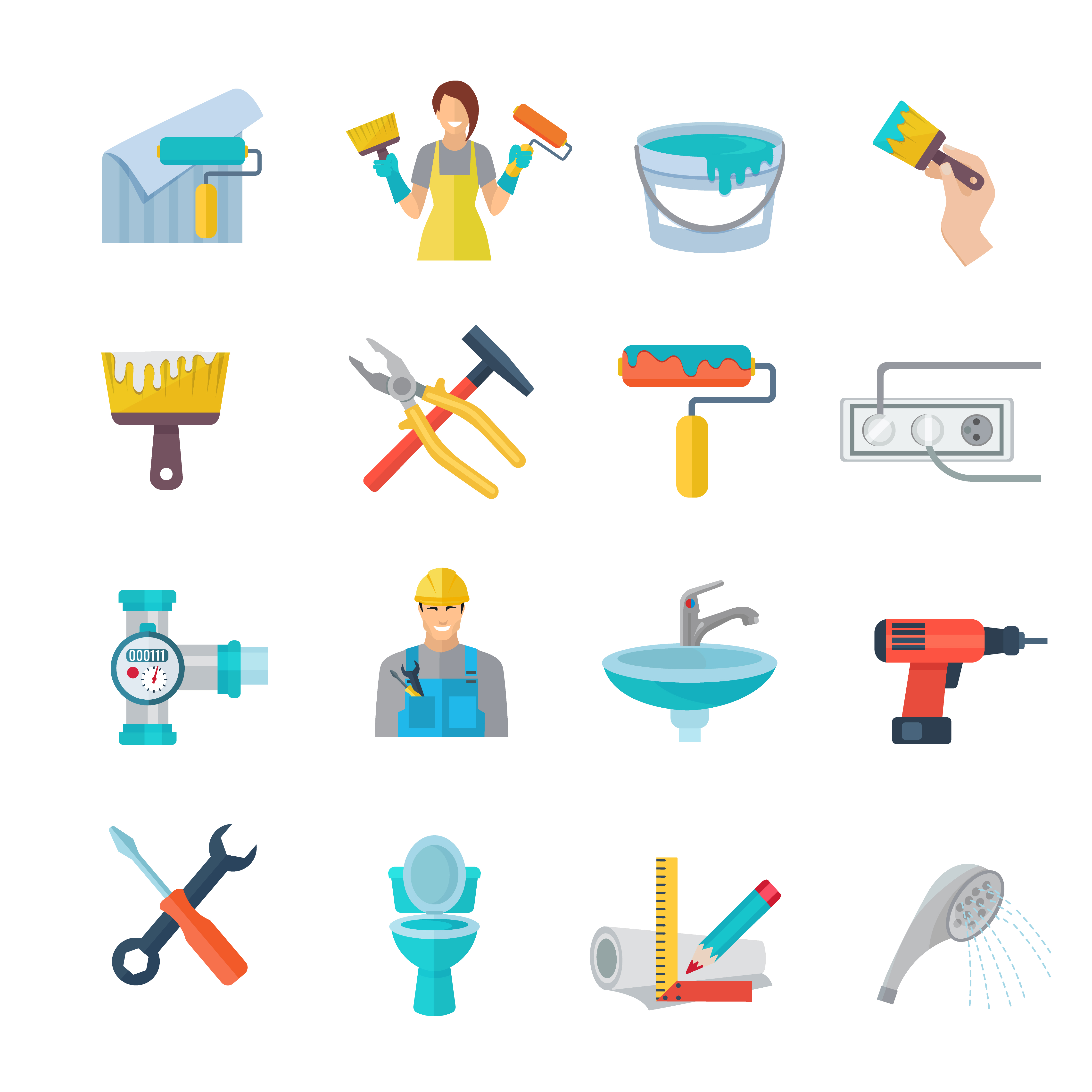 Download Home Repair Icons Flat Set - Download Free Vectors ...