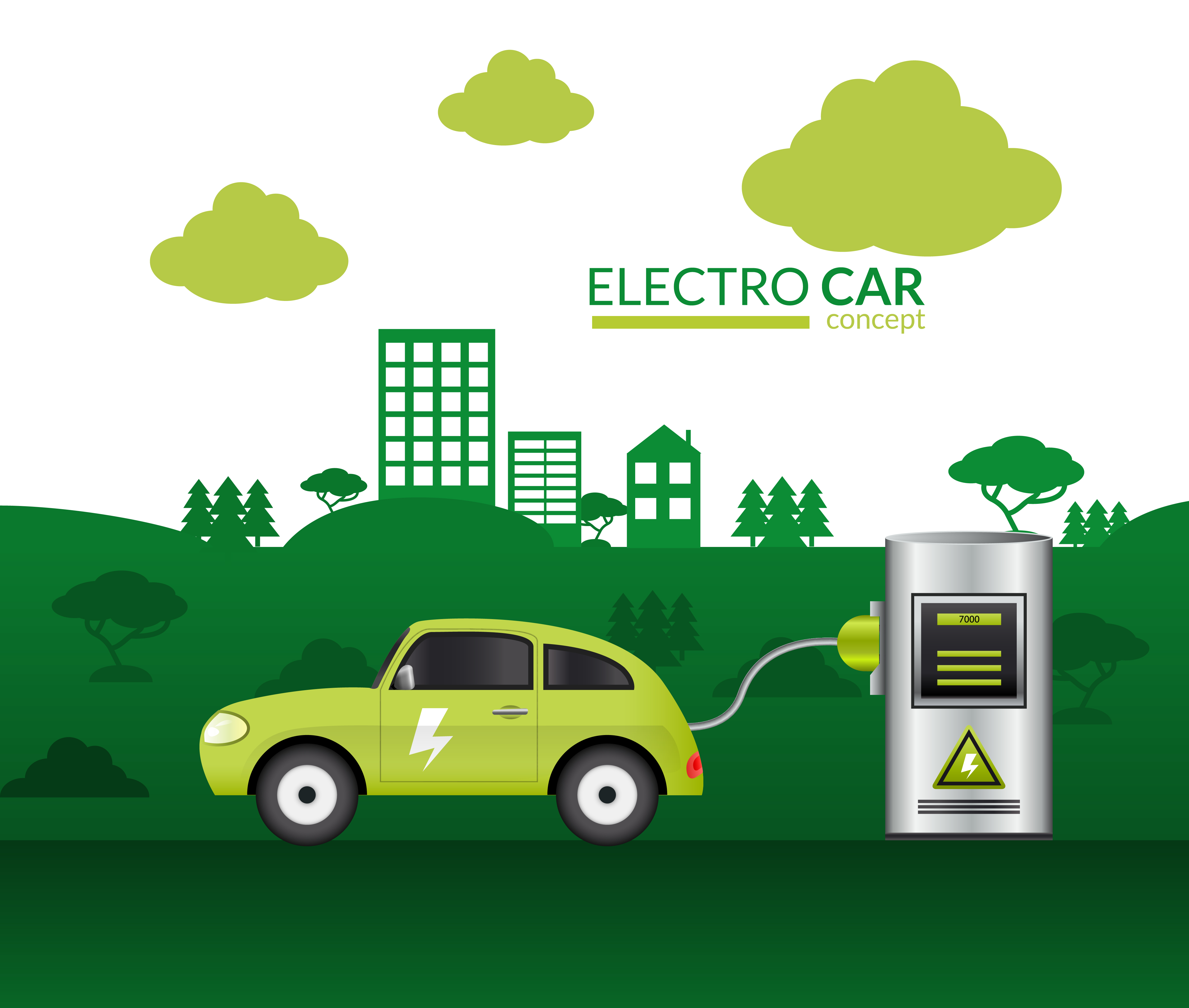 Electric Car Print 466457 Vector Art at Vecteezy