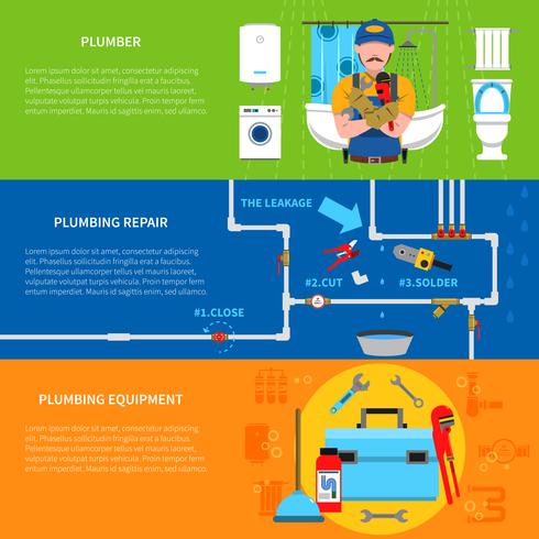 Plumbing Banners Set vector