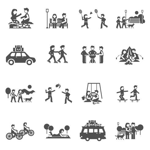 Outing Icons Set vector