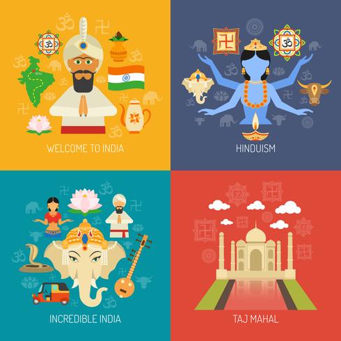 conjunto de concepto de india vector