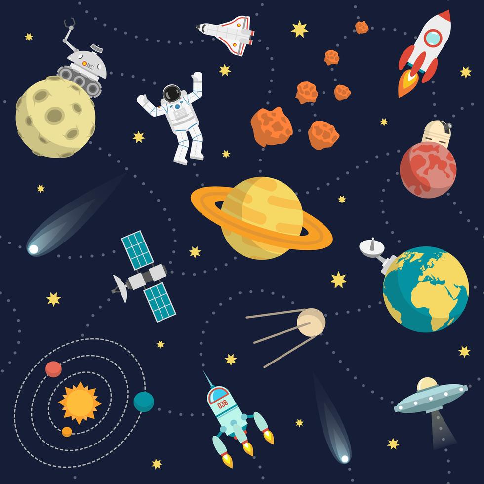 Space Background Flat 466484 Vector Art at Vecteezy