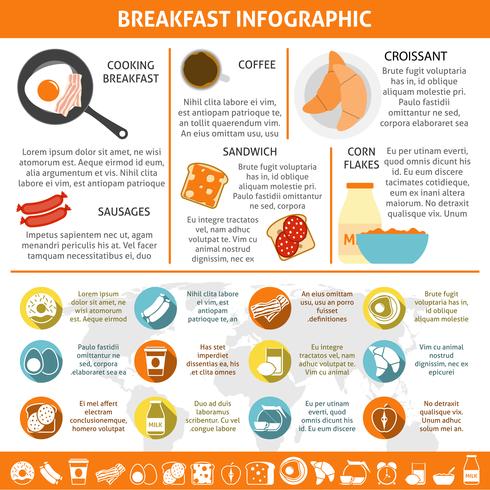 Breakfast Flat Color Infographic  vector