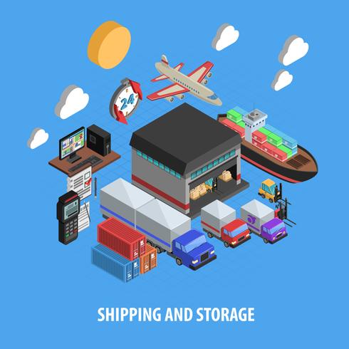 Shipping And Storage Isometric Concept vector