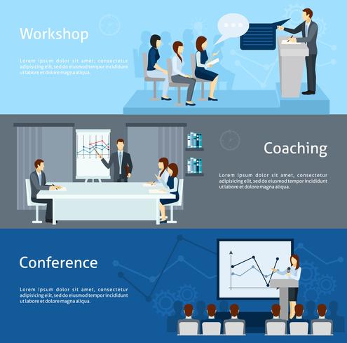 Public speaking flat horizontal banners set  vector