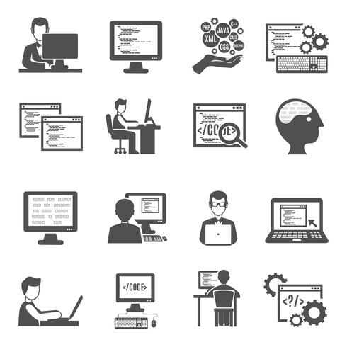 Programmer Icons Set vector