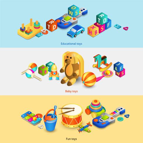 Toys Isometric Banners vector