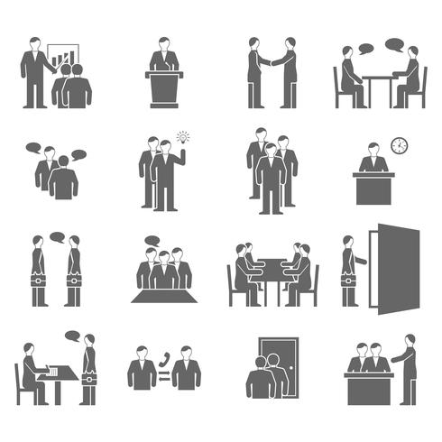  People Talking Flat  Black Icons vector