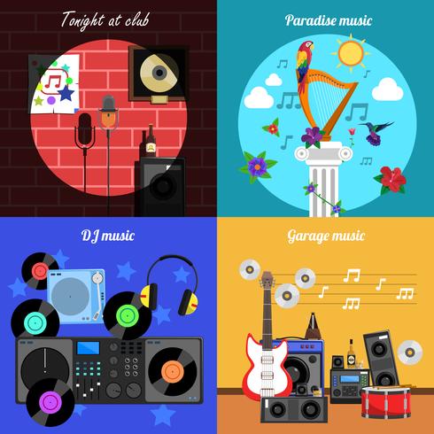 Melody And Instruments Banners Set  vector