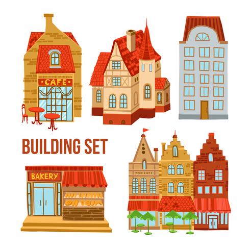 Old Town Buildings Set vector