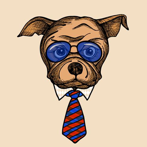 Retrato del bulldog de la moda vector