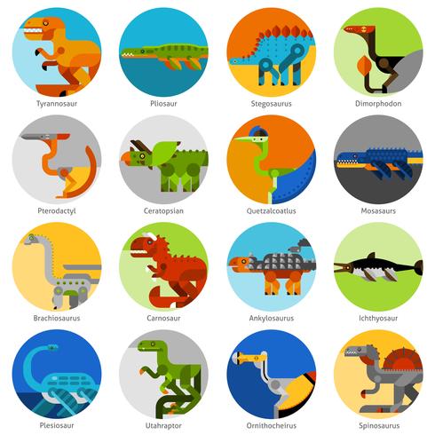 Conjunto de iconos de dinosaurio vector