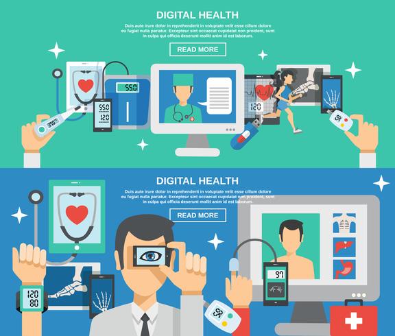 Digital Health Banner Set vector