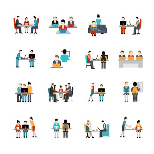 Coworking Space Icons Set vector