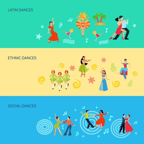 Banners de estilo de danza plana horizontal vector