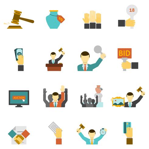 Auction Icons Set  vector